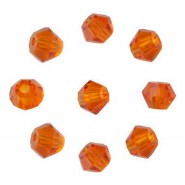 Faceted glass beads Bicone 4mm Orange